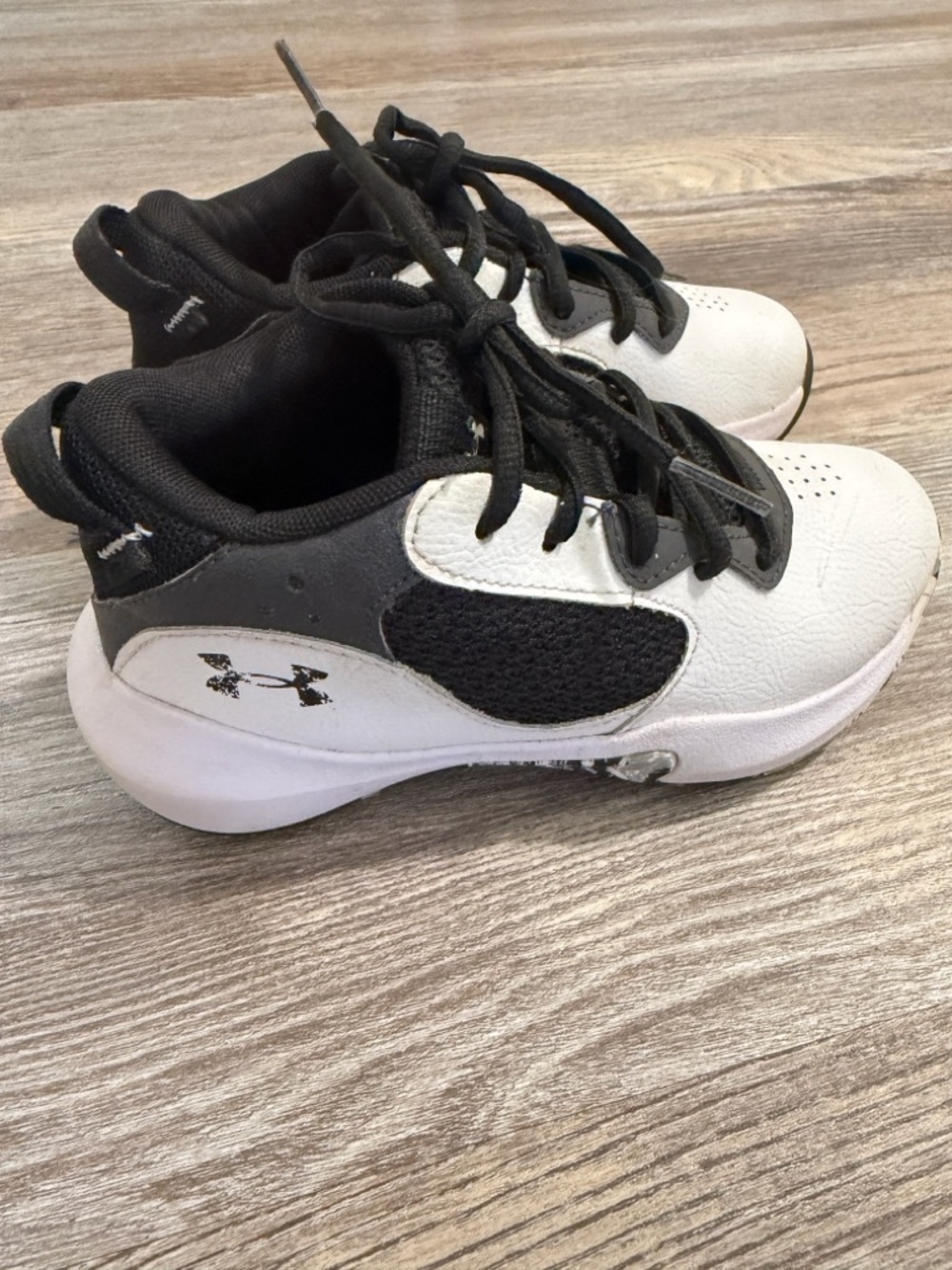 Under Armour Kids Black and White Lace-Up Athletic Sneakers